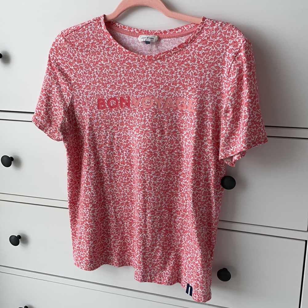 Women's Pink/Floral Bon Voyage T Shirt Size M